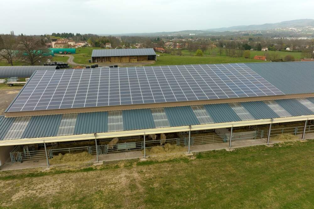 Vue aérienne de panneaux solaires